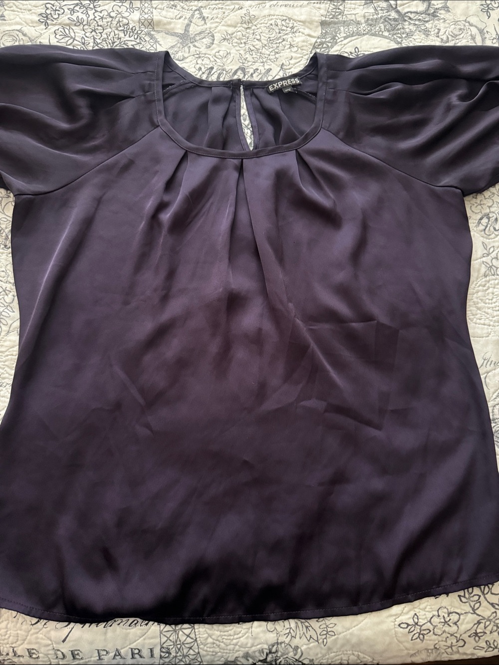 Express Purple Satin Scoop Neck Blouse